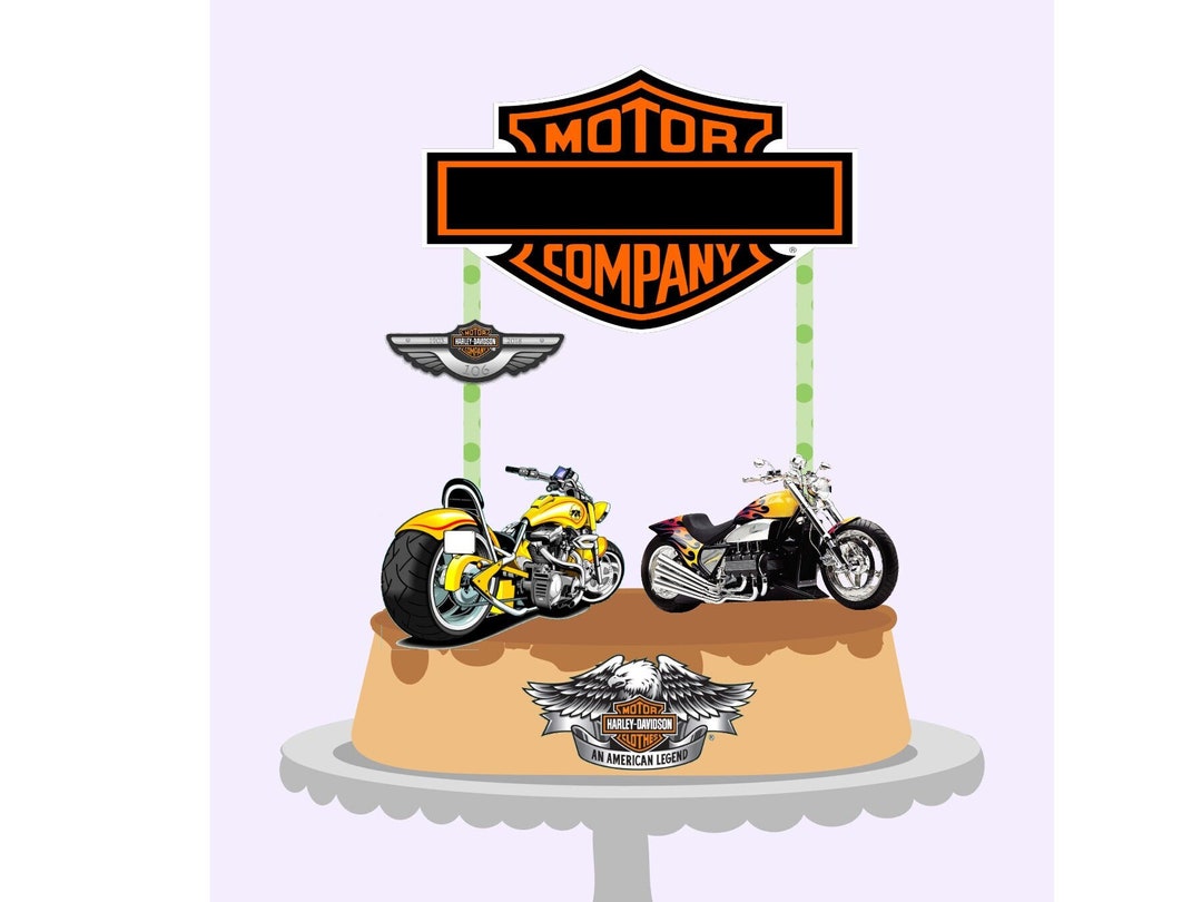 Motorcycle Cake Topper, Harley Davidson Inspired Cake Topper Motorcycle ...