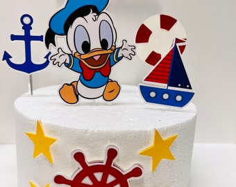Topo de bolo Pato Donald, Decoração para festa do Pato Donald, Primeiro aniversário do Pato Donald, Tema para festa do Pato Donald, Festa do Pato Donald