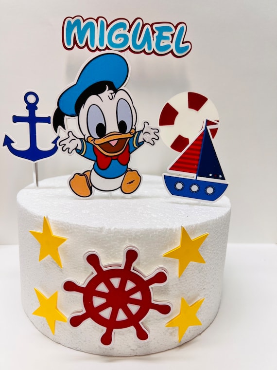 Cake topper Donald Duck Toppers, Donald Party Decoration, Donald First Birthday, Donald Duck Party Theme, Donald Party