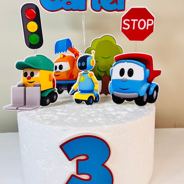 Leo the Truck cake topper, Leo the Truck theme, center pieces