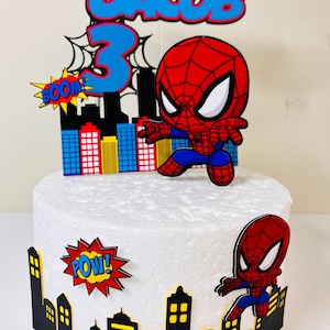 Spiderman cake topper. Spiderman cake. Spiderman birthday. Spiderman party.