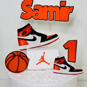 Sneaker Personalized Cake Topper, Custom cake topper sneaker, Orange sneaker party