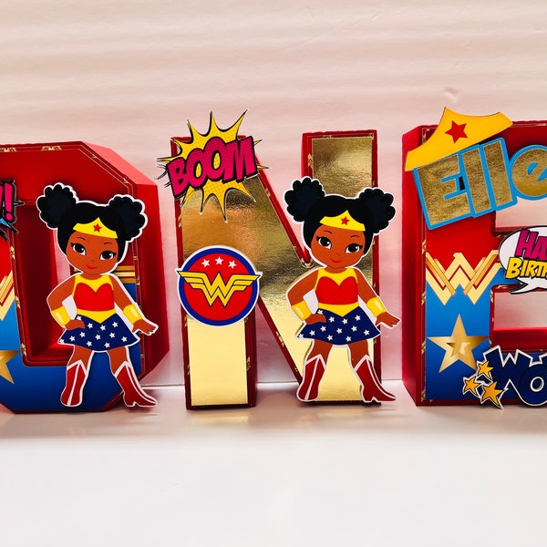 wonder Woman Letters, Wonder Woman Birthday Party, wonder Woman Party Decor, 3D Letters,