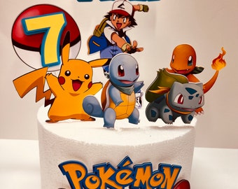 Pikachu cake topper, pokemon cake topper, custom cake topper, pikachu birthday, pokemon theme