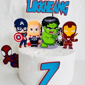 Adorno para tarta de los Vengadores, adorno para tarta de superhéroe, temática de superhéroe, fiesta de héroes