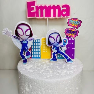 Spider Gwen cake topper, Spider gwen theme, spider woman and friends, centerpieces