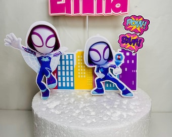 Spider Gwen cake topper, Spider gwen theme, spider woman and friends, centerpieces