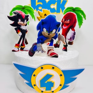 Sonic II Cake Topper - Sonic Party - Sonic Birthday, Sonic Cake Topper, Sonic Happy Birthday, Sonic Party, Cake Topper, Handmade, Sonic II