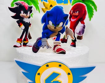 Sonic II Cake Topper - Sonic Party - Sonic Birthday, Sonic Cake Topper, Sonic Happy Birthday, Sonic Party, Cake Topper, handgemacht
