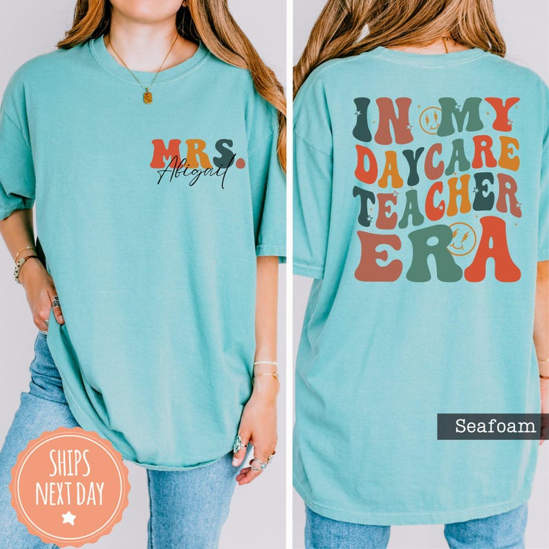 two pictures of a woman wearing a t - shirt that says, in my day