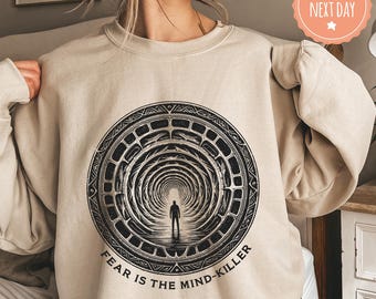Fear Is The Mind Killer Sweatshirt - Sandworm Crewneck - Science Fiction Hoodie - Gift For Book Lover - Sci-Fi Fan Gift - Adventure Gifts