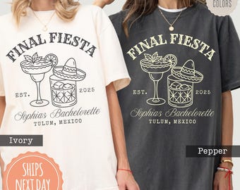 Comfort Colors® Final Fiesta Bachelorette Party Tshirts - Custom Mexico Bachelorette Shirt - Margs And Matrimony Tee - Tequila Bach Party