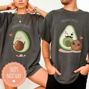 Comfort Colors® Mamacado Papacado Shirts - Couple Matching Tshirts - Avocado Lovers Tee - Pregnancy Announcement Gift - New Parent Gift
