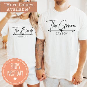 Personalized Bride & Groom Comfort Colors Shirt - Honeymoon Matching Tshirt - Engagement Tee - Wedding Party Gifts - Just Married Gift Ideas