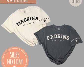 Custom Padrino T-shirt - Madrina Shirt - Personalized Godparent Proposal Gift - Godmama Shirt - Godmom Goddad - Godfather Comfort Colors Tee