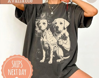 Comfort Colors® Retro Dalmatian Dog Tattoo Artist T-shirt: Funny Dog Meme Shirt, Vintage Dog Lover Graphic Tee