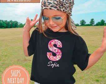 Custom Children's Liberty Initial or Number Shirt - Cute Floral Comfort Colors Tee - Personalized Birthday Gift - Kids Birthday Party Outfit