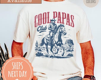 Comfort Colors® Funny Papa T-shirt: Cool Papas Club Shirt, Cowboy Tee, Father's Day Gift For Grandpa, Pawpaw Shirt, Grandfather To Be Gift