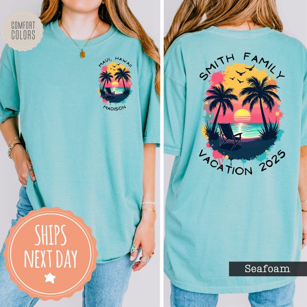 Custom Family Vacation Shirt - Beach Vacation Tshirt - Family Matching Beach Trip Outfits - Personalized Family Vacation Comfort Colors Tee