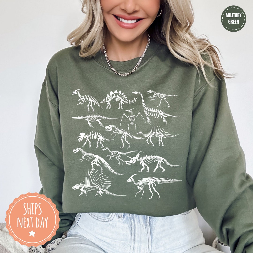 Skeleton & Pumpkins - Premium Dinosaur Sweatshirt