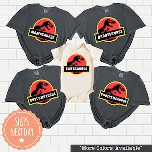 Custom Dinosaur Matching Family Saurus T-shirts - Dinosaur Birthday Shirt - Mama Saurus Daddy Saurus Baby Saurus Tee - Dino Birthday Outfit