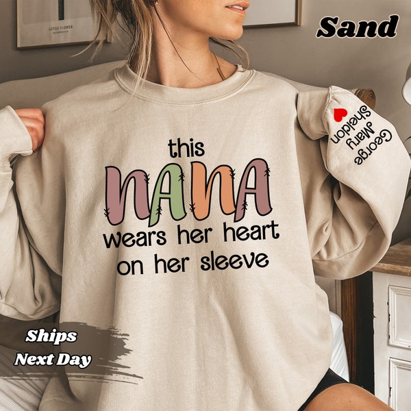 Custom Nana Sweatshirt with Kids Names on Sleeve - Personalized Nana Sweater -Cute Nana Hoodie - Nana Gift from Grandkids - New Grandma Gift