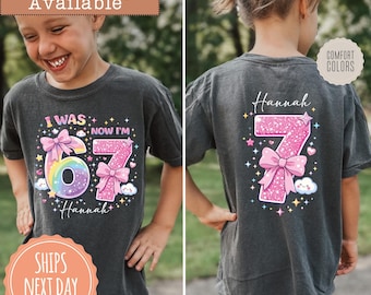 Comfort Colors® I Was 6 Now I'm 7 Girls Birthday T-shirt: Cute 7th Birthday Shirt, Turning Seven Meme Tee, Funny 67 Birthday Outfit