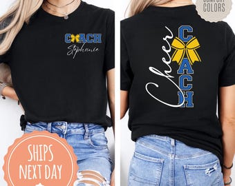 Comfort Colors® Personalized Coach Shirt with Custom Name: Cheer Coach T-shirt, Game Day Cheer Mom Tee, Cheer Coach Gifts