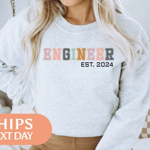 Custom Engineer Sweatshirt - Civil Engineer Hoodie - Custom EST- Personalized Engineer Gifts For Women - Engineering Graduation Gift -100649