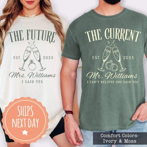 Comfort Colors® Future MR and MRS Shirts - CUSTOM Fiancée Fiancé Tshirt - Newly Engaged Tees - Personalized Engagement Gifts For Couple