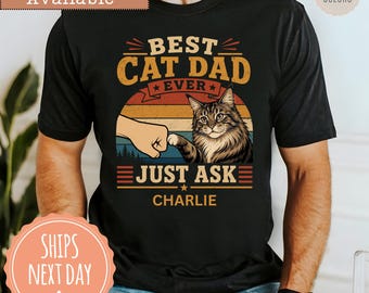 Comfort Colors® Personalized Dad T-shirt: Father's Day Cat Owner Shirt, Cat Lover Gift For Dad, Cat Father Husband Tee, Gift For Papa