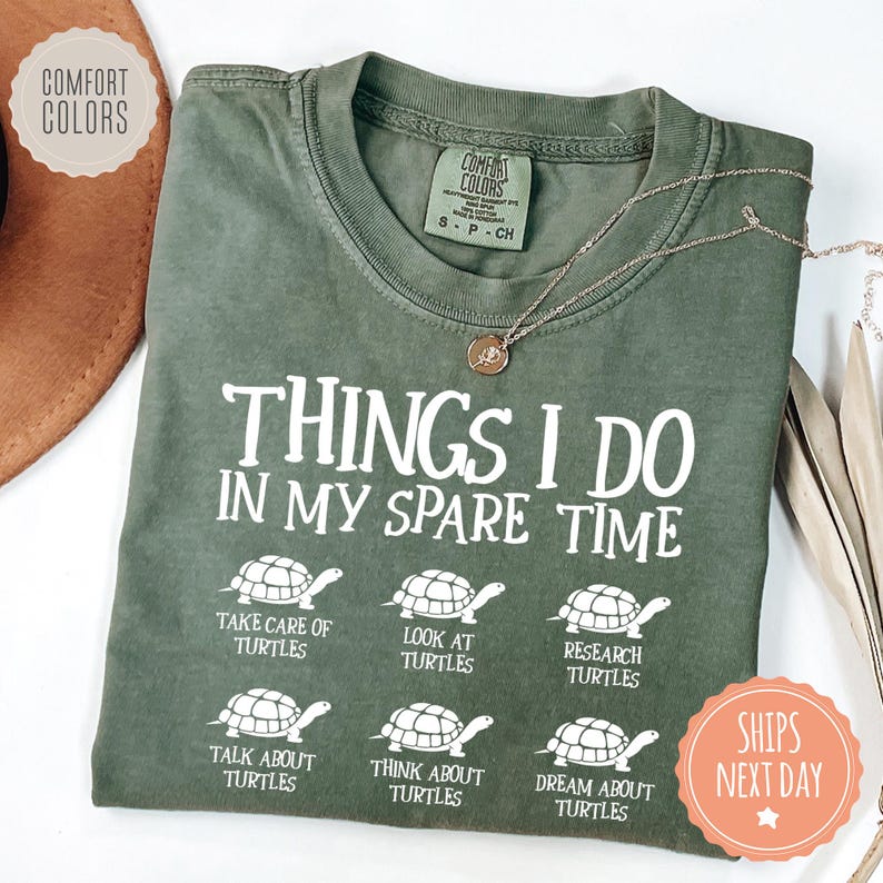 Turtle T-shirt - Things I Do In My Spare Time - Comfort Colors Shirt - Sea Turtle Tee - Save The Turtle Gifts For Women - Turtle Lover Gift 画像 1