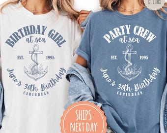 Comfort Colors® Custom Birthday Cruise T-shirts: Matching Group Trip Tee, Girls Trip Shirt, Personalized Birthday Gifts