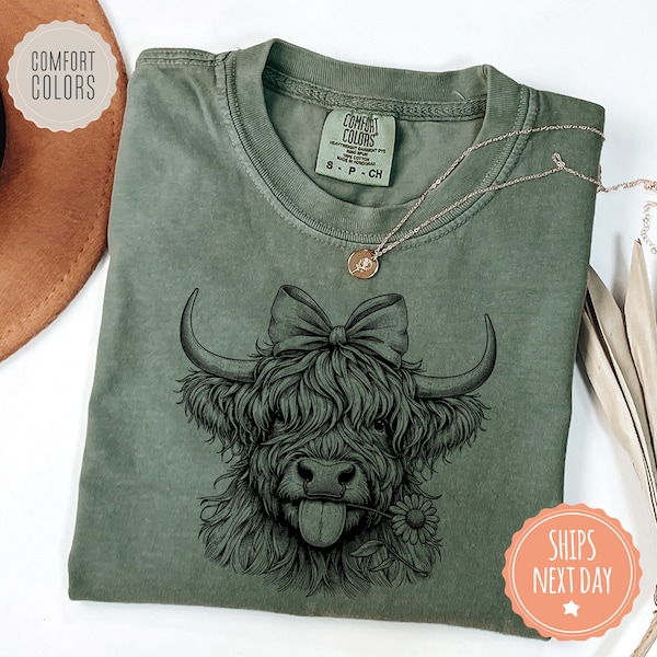 Cute Cow Shirt For Mom - Comfort Colors Heifer Tshirt - Ranch Tee - Highland Cow Long Sleeve - Cow Gifts For Cow Lovers - Cowgirl Gifts