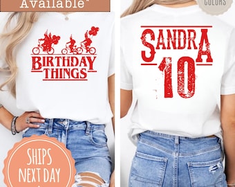 Comfort Colors® Custom Birthday Things T-shirt: Party Shirt, Personalized Name and Age Tee, Birthday Party Shirt, Gift for Her, Gift for Him
