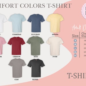 a t - shirt with different colors and sizes