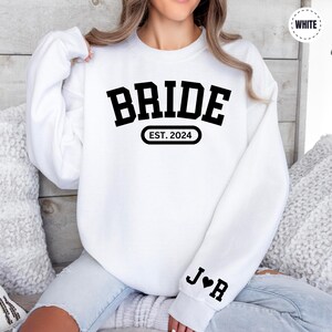 Custom Bride Sweatshirt with Initial on Sleeve - Engagement Hoodie - Bridal Shower Gift - Future Mrs Sweater - Personalized Gift For Bride