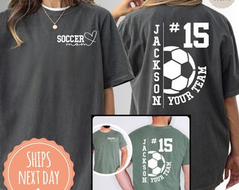 Personalized Soccer Mom Comfort Colors® Shirt - Team Mascot Soccer Tshirt - Game Day Soccer Ball Tee - Soccer Season - Soccer Dad Gift Ideas