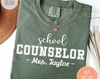 Customized School Counselor Shirt - Comfort Colors Tshirt - Back To School Tee - Personalized Counselor Gifts - Guidance Counselor Gifts