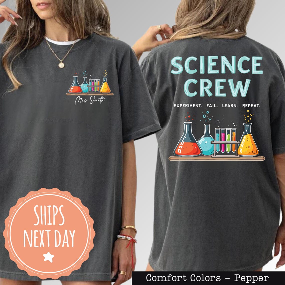Comfort Colors® Custom Science Teacher Shirt: STEM Tshirt, Teacher Crew ...