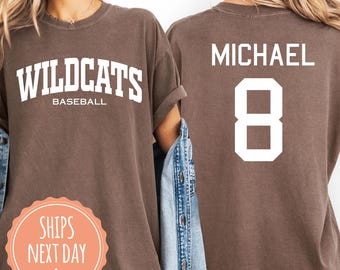 Comfort Colors® Custom Baseball Number and Name T-shirt: Baseball Mom Tee, Baseball Fan Shirt, Personalized Baseball Team Gifts