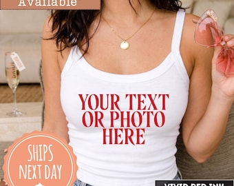 Custom Photo Tank Top: Trendy Y2K Crop Top, Your Image, Business Logo, Personalized Text, Design Your Own Tank Top