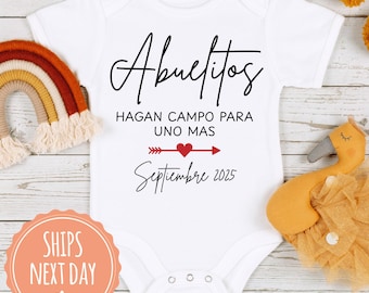 Spanish Pregnancy Announcement Baby Bodysuit - Baby Reveal Ideas For Grandparent - Anuncio de Embarazo en Español para Abuela y Abuelo