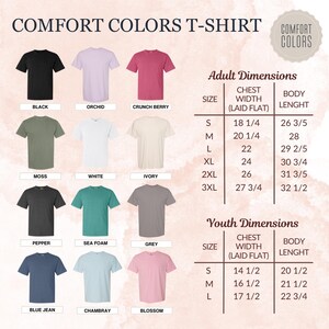 a chart showing the different colors of a t - shirt