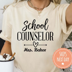 Custom School Counselor Comfort Colors Shirt - Personalized Name Tshirt - Cute Christmas Gift For School Counselor - Guidance Counselor Gift