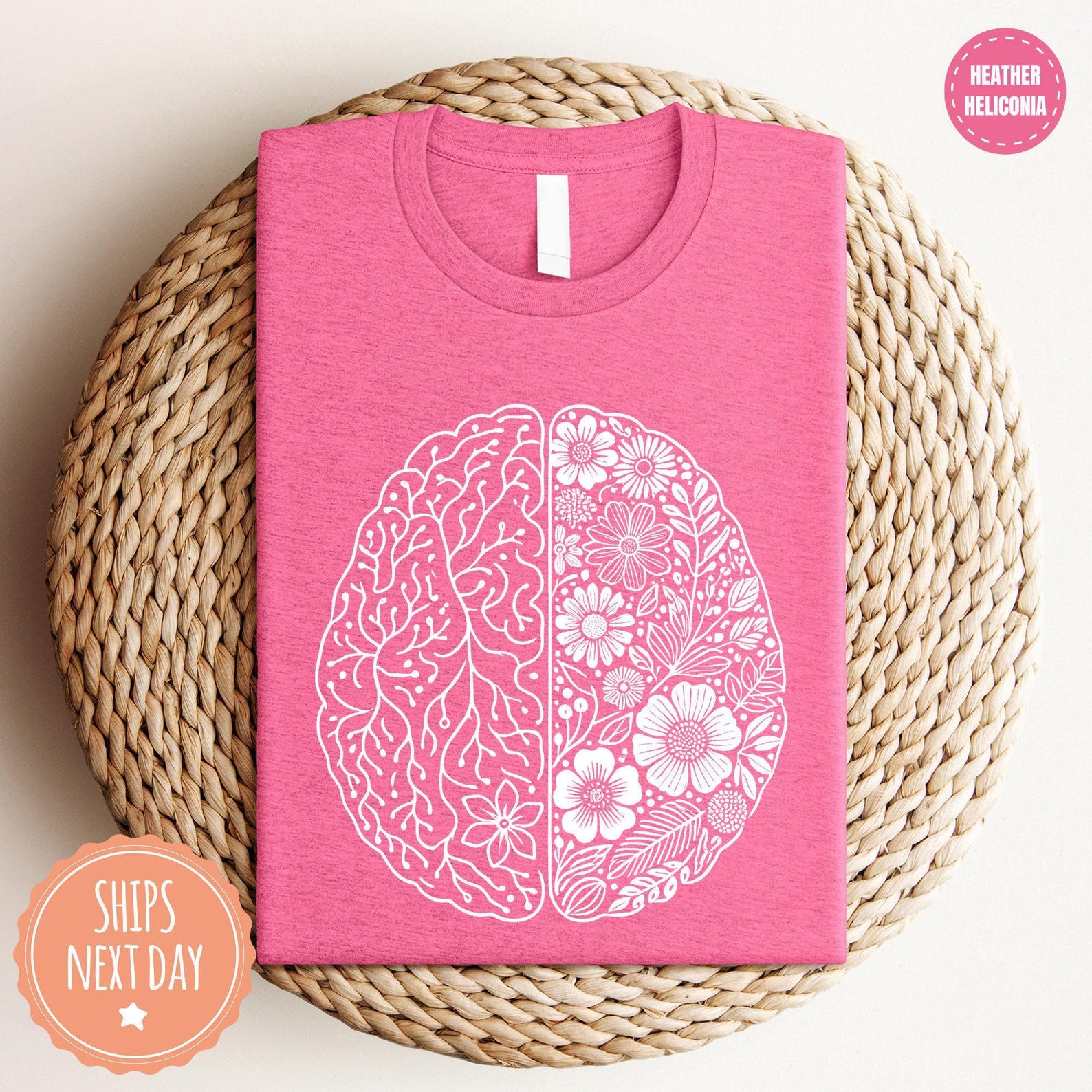 Floral Brain Anatomy Shirt - Mental Health Tshirt - Brain Flowers Tee ...