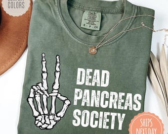 Dead Pancreas Society Comfort Colors Shirt - Diabetes Awareness Tshirt - Blue Ribbon Tee - Diabetic Gifts - Diabetes Support - Insulin Shirt