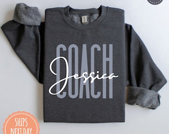 Personalized Coach Sweatshirt - Custom Coach Hoodie - Cheer Coach Sweater - Coach Name Crewneck - Game Day Gifts - Team Coach Gift