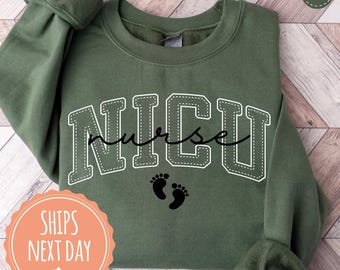 NICU Nurse Sweatshirt - Neonatal ICU Nurse Hoodie - NICU Nurse Varsity Crewneck - Registered Nurse Sweater - Nurse Appreciation Gift