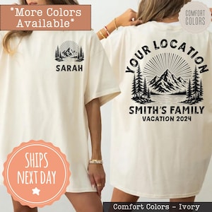 Comfort Colors® Personalized Mountain Vacation T-shirt: Custom Family Camping Trip Shirt - Matching Vacation Trip Tee - Custom Family Group